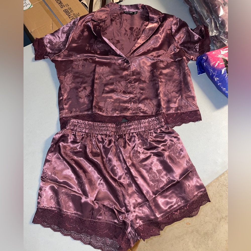 Nasty Gal Lights Out Jacquard Shirt and Short Pyjama Set